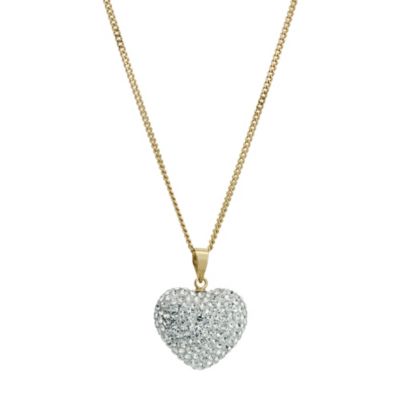 Eternal Crystal Silver & Gold Plated Puff Heart Pendant 18" - Product number 9627944