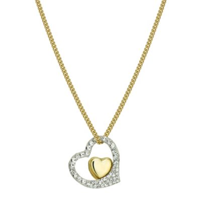 Eternal Crystal Silver & Gold Plated Heart Pendant 18" - Product number 9627952