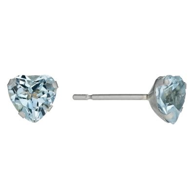 9ct White Gold Blue Topaz Heart Stud Earrings - Product number 9628045