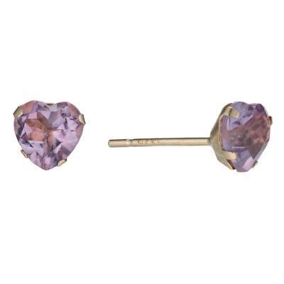 9ct Gold Amethyst Heart Stud Earrings - Product number 9628118