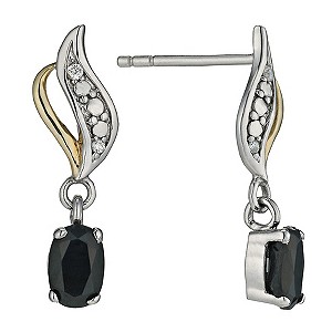 H Samuel Sterling Silver and 9ct Gold Sapphire Twist Drop