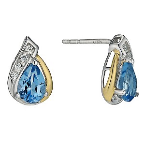 Sterling Silver and 9ct Gold Blue Topaz Pear