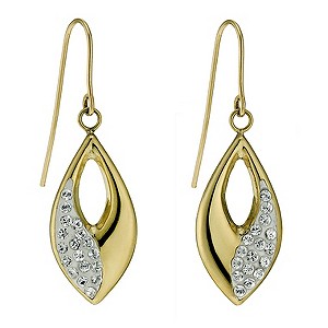 H Samuel Sterling Silver and 9ct Gold Crystal Drop Earrings