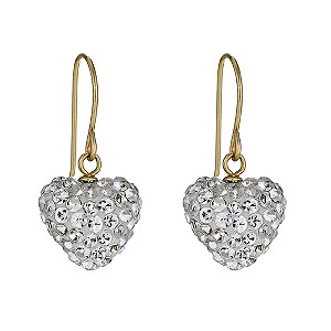 9 Carat Yellow Gold Stone Set Heart Drop Earrings