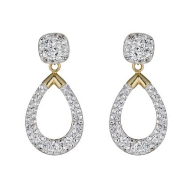 9 Carat Yellow Gold Crystal Drop Earrings 