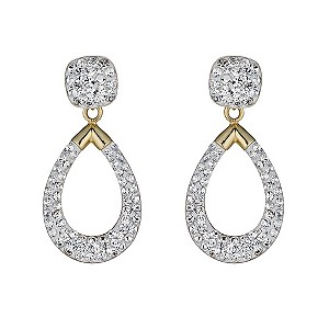 9 Carat Yellow Gold Crystal Drop Earrings