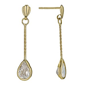 9ct Gold Cubic Zirconia Long Drop Earrings9ct Gold Cubic Zirconia Long Drop Earrings