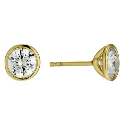 Silver & 18ct Gold Plated Swarovski Zirconia Stud Earrings - Product number 9628282