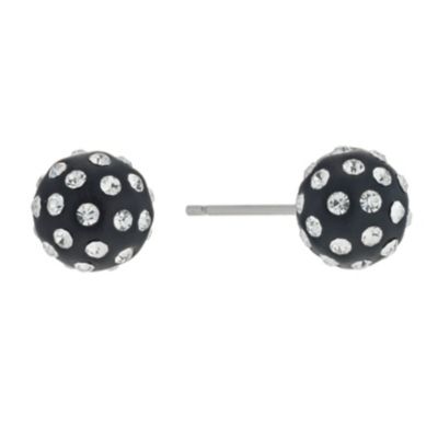 H Samuel 9ct White Gold Black and Crystal Stud Earrings