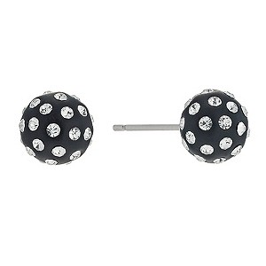 9ct White Gold Black and Crystal Stud Earrings