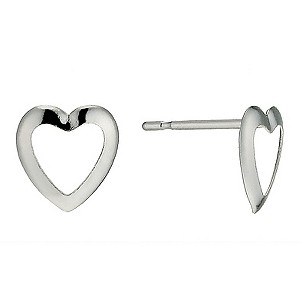 9ct White Gold Open Heart Stud Earrings