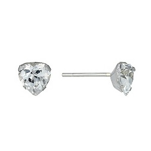 9ct White Gold Cubic Zirconia Heart Studs