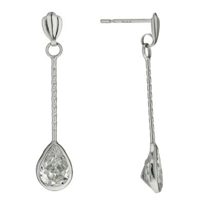9ct White Gold Cubic Zirconia Teardrop Earrings - Product number 9628371
