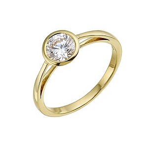 18 Carat Yellow Gold Plated Cubic Zirconia Ring