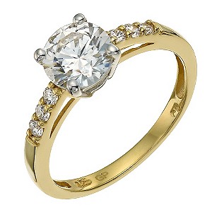 Silver & 18ct Gold Plated Cubic Swarovski Zirconia Ring