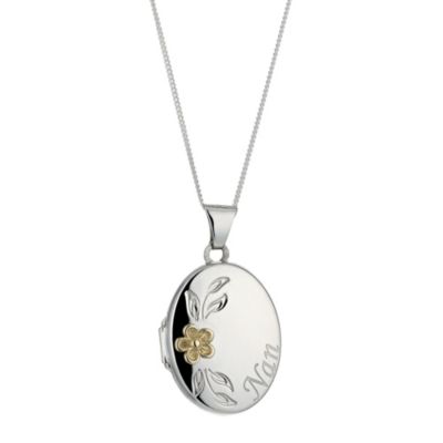 Sterling Silver and 9ct Gold Oval Nan Locket