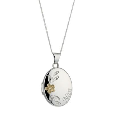 H Samuel Sterling Silver and 9ct Gold Oval Nan Locket