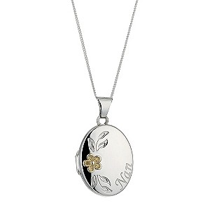 H Samuel Sterling Silver and 9ct Gold Oval Nan Locket