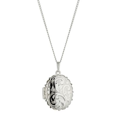 9ct White Rolled Gold Scalloped Locket 18`