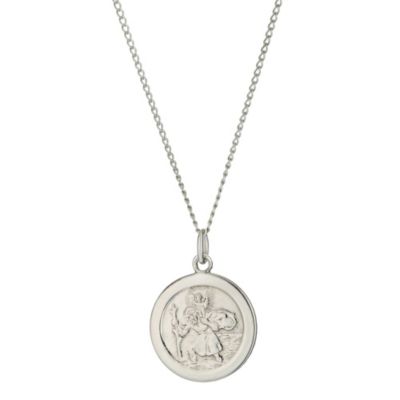 H Samuel 9ct White Rolled Gold St. Christopher Pendant