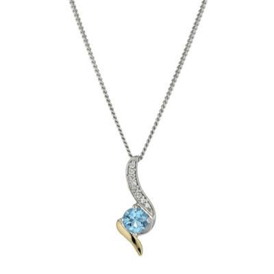 Silver & 9ct Gold Cubic Zirconia & Blue Topaz Twist Pendant - Product number 9629599