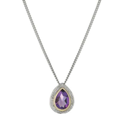 H Samuel Sterling Silver and 9ct Gold Amethyst Rubover