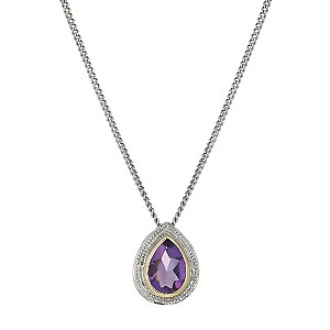 H Samuel Sterling Silver and 9ct Gold Amethyst Rubover