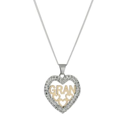 H Samuel Sterling Silver and 9ct Gold Crystal Gran