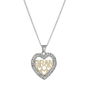 H Samuel Sterling Silver and 9ct Gold Crystal Gran