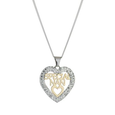 H Samuel Imit Silver and 9ct Gold Special Nan Heart
