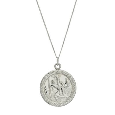 H Samuel 9ct White Gold St. Christopher Pendant 18`