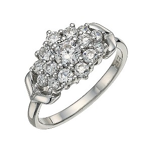 Sterling Silver 9ct White Rolled Gold Stone Cluster Ring