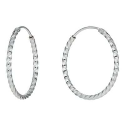 Silver diamond cut twist hoop earrings - Product number 9632743