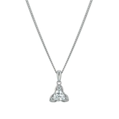 Sterling silver cubic zirconia three point flower pendant - Product number 9632980
