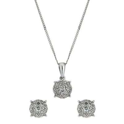 9ct white gold half carat pendant & earrings set - Product number 9633502