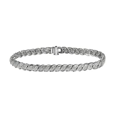 9ct white gold one carat diamond bracelet - Product number 9633529