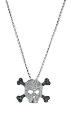 Eclipse silver white & black treated diamond skull pendant - Product number 9637168