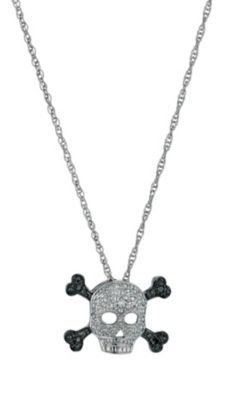 Eclipse 9ct white gold treated black diamond skull pendant - Product number 9637176