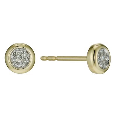 9ct yellow gold diamond cluster stud earrings - Product number 9637311
