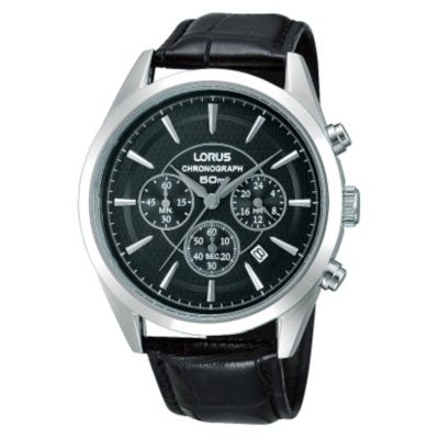 Lorus Men's Chronograph Black Leather Strap Watch - Product number 9639594