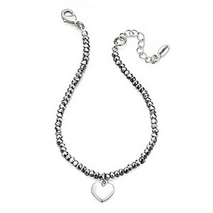 Fiorelli Hematite Bead & Heart Bracelet