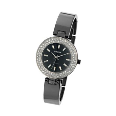 DKNY ladies' stone set black ceramic bangle watch - Product number 9645829