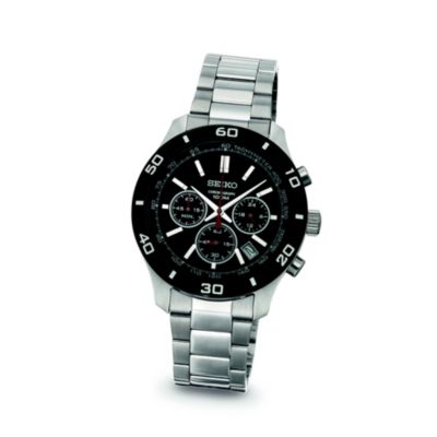 Seiko Men's Stainless Steel Black Chronograph Watch - Product number 9647384