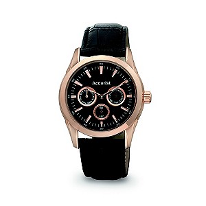 Accurist Men's Rose Gold Brown Leather Strap WatchAccurist Men's Rose Gold Brown Leather Strap Watch