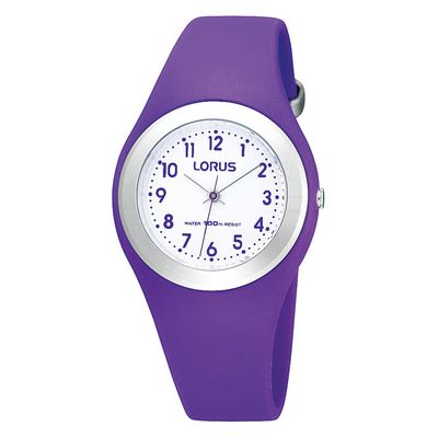 Lorus Children's White Dial Purple Plastic Strap Watch - Product number 9649123