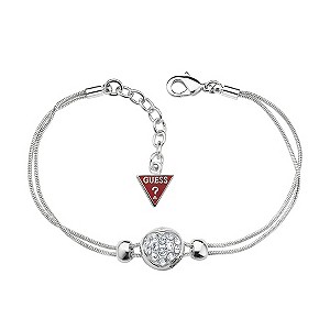 Guess Sliding Into Love Rhodium Plated Adjustable Bracelet