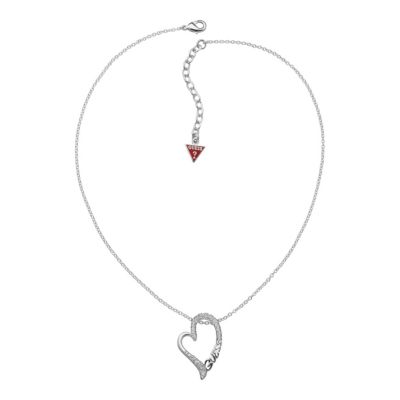 Guess Adjustable Rhodium Plated Small Heart Pendant