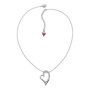 Guess Adjustable Rhodium Plated Small Heart Pendant