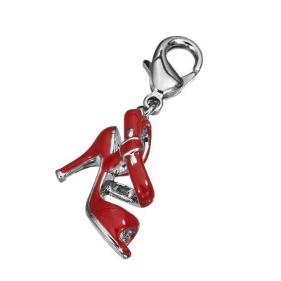 Guess Rhodium Plated Red Bow Strap High Heel Shoe Charm - Product number 9653724