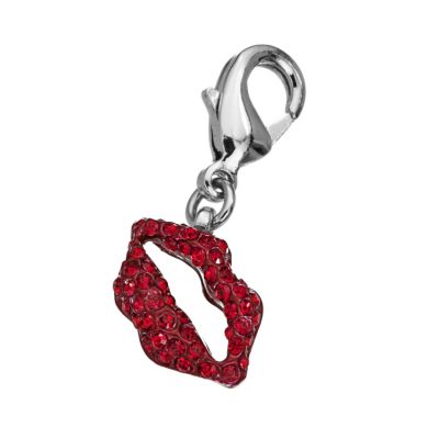 Guess Rhodium Plated Crystal Set Red Lips Charm - Product number 9653732